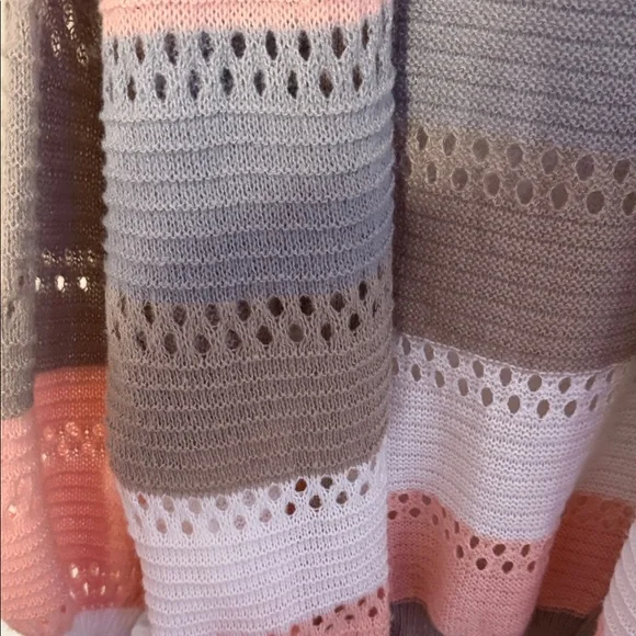 NWOT Pink Color block Striped Open-Front Cardigan - Picture 4 of 6